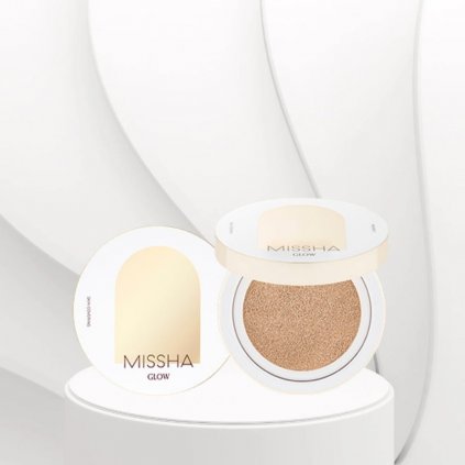 MISSHA - Cover Glow Cushion – Cushion make-up pro zářivý vzhled pleti - odstín NO. 21 light beige - 14 g