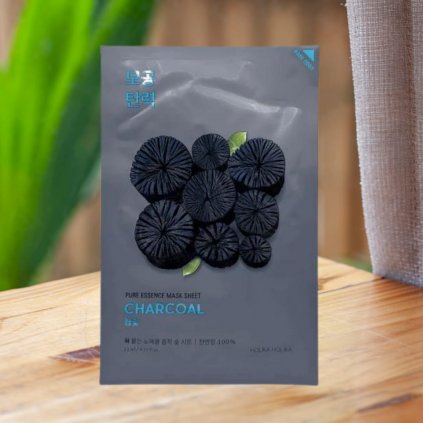 Holika Holika - Pure Essence Mask Sheet Charcoal - Plátýnková maska s aktivním uhlím - 23 ml