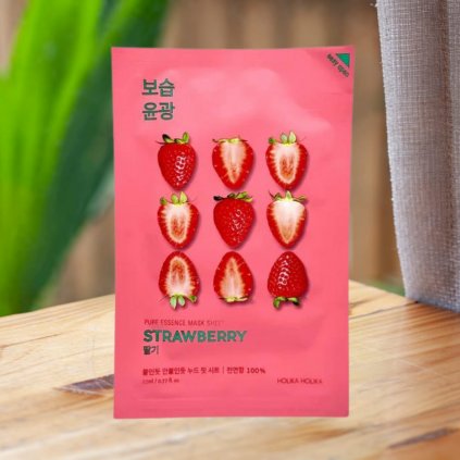 Holika Holika - Pure Essence Mask Sheet Strawberry - Rozjasňující plátýnková maska s jahodovým extraktem - 23 ml