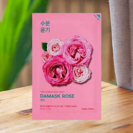 Holika Holika - Pure Essence Mask Sheet Rose - Antioxidační a zklidňující pátýnková maska s damašskou růží - 23 ml