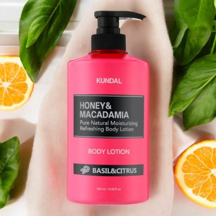 Kundal Honey&Macadamia Body Lotion - Vyživující, hydratační tělové mléko s medem s vůní BASIL&CITRUS  - 500 ml