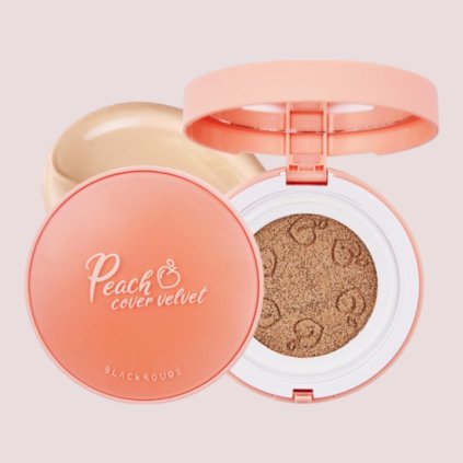BLACK ROUGE - Peach Cover Velvet Cushion SPF50+/PA++++ - CP02 Apricot Toktok - Krycí cushion make-up s SPF- 14 g