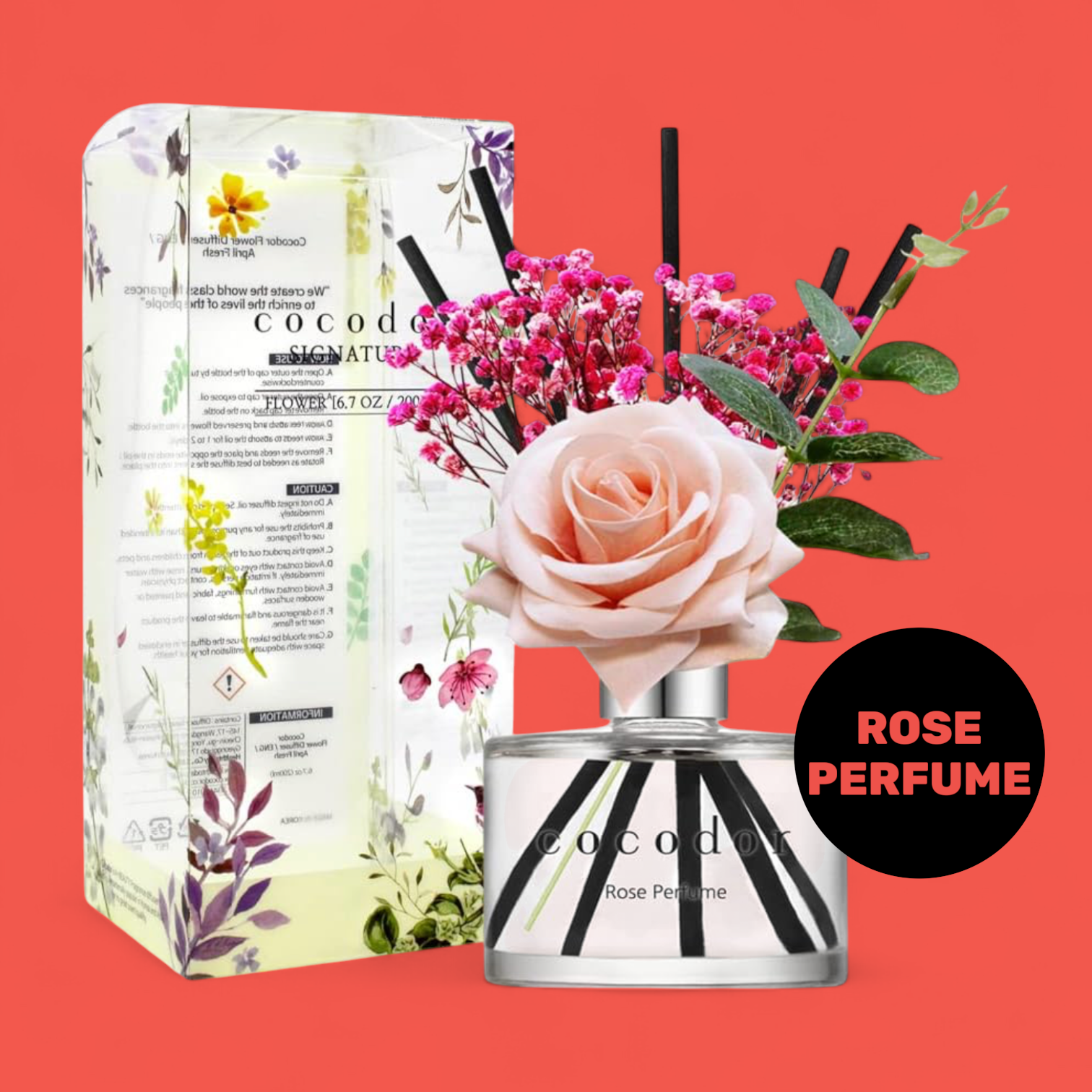 COCODOR - Rose Diffuser Rose Perfume - Difuzér s růží a vůní růže - 200 ml