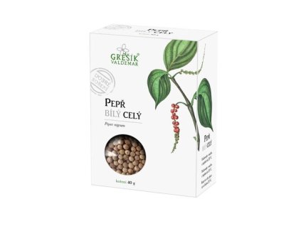 Pepř bílý celý 40g Grešík
