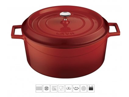 litinovy hrnec cerveny 20cm