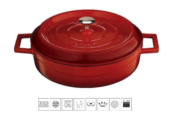 LAVA METAL Litinový hrnec nízký kulatý 32 cm - červený