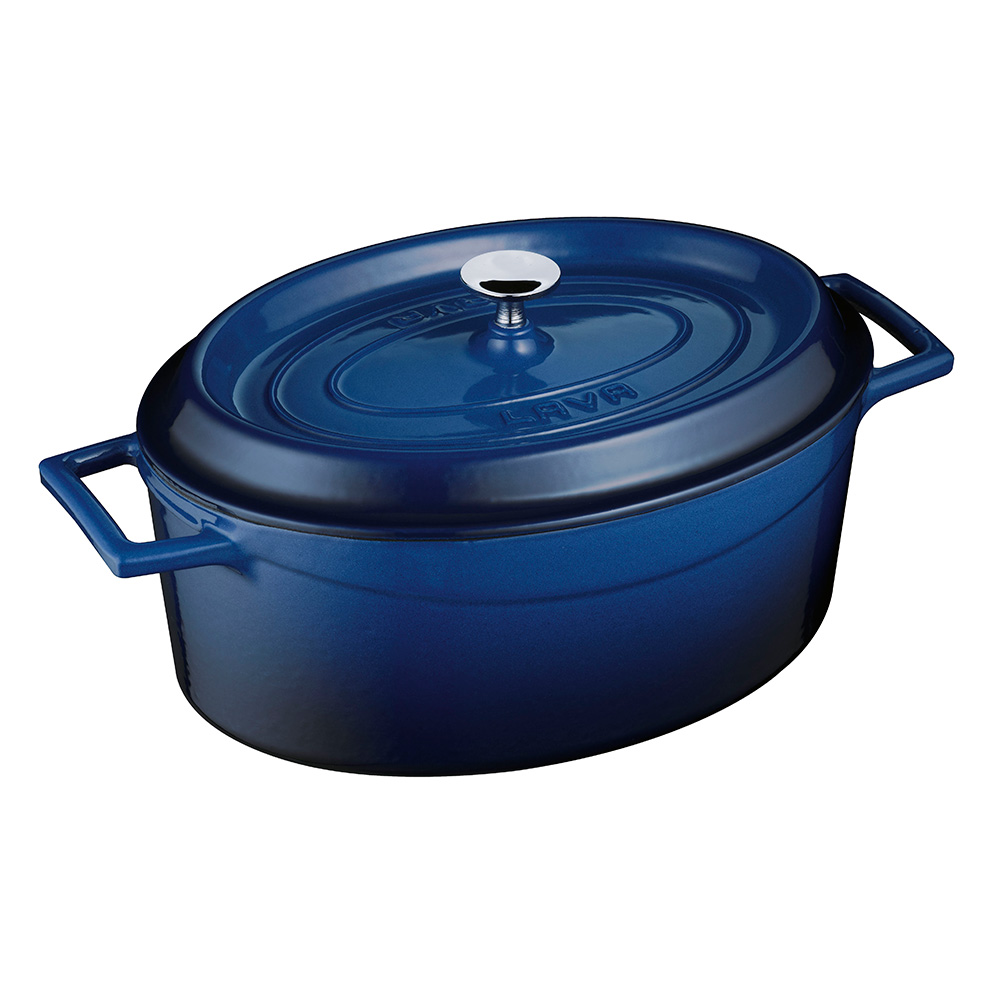 LAVA METAL Litinový hrnec oválný 33cm - modrý