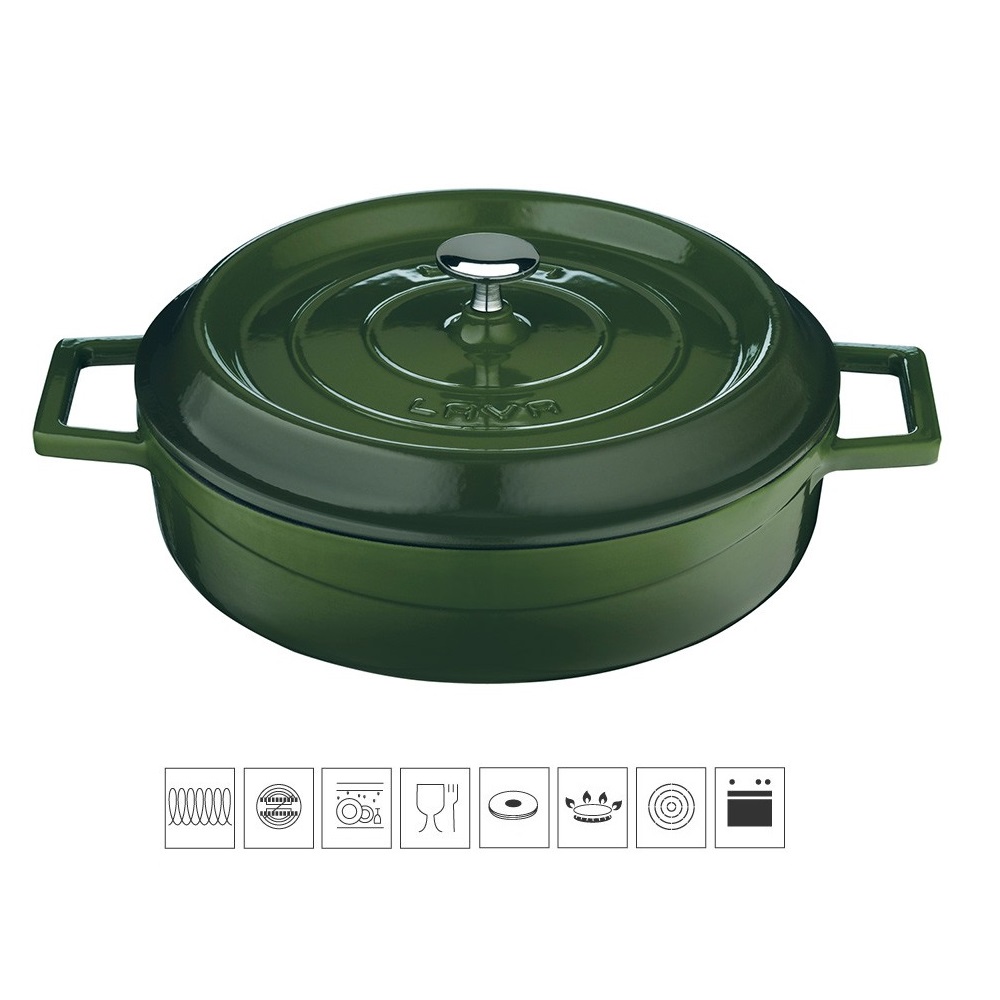 LAVA METAL Litinový hrnec nízký kulatý 32 cm - zelený