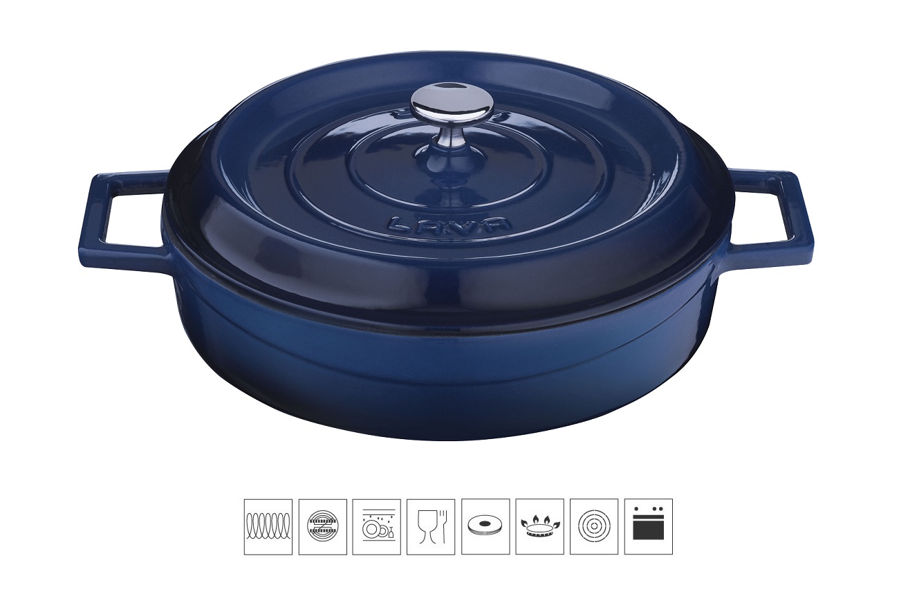 LAVA METAL Litinový hrnec nízký kulatý 24cm - modrý