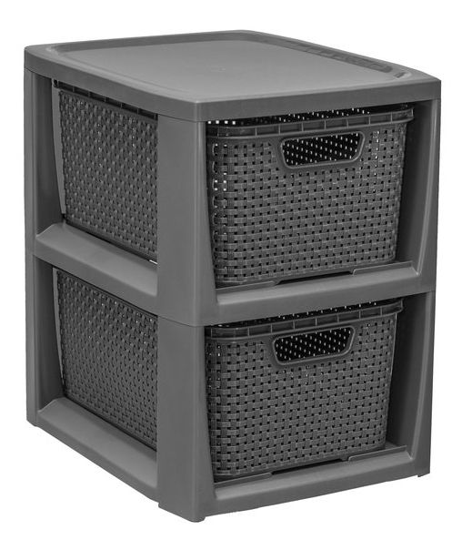 Branq Komoda Rattan - 2 košíky antracit
