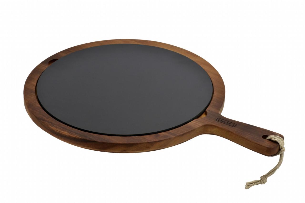 LAVA METAL Lava wood - servírovací deska s porcelánovým talířem