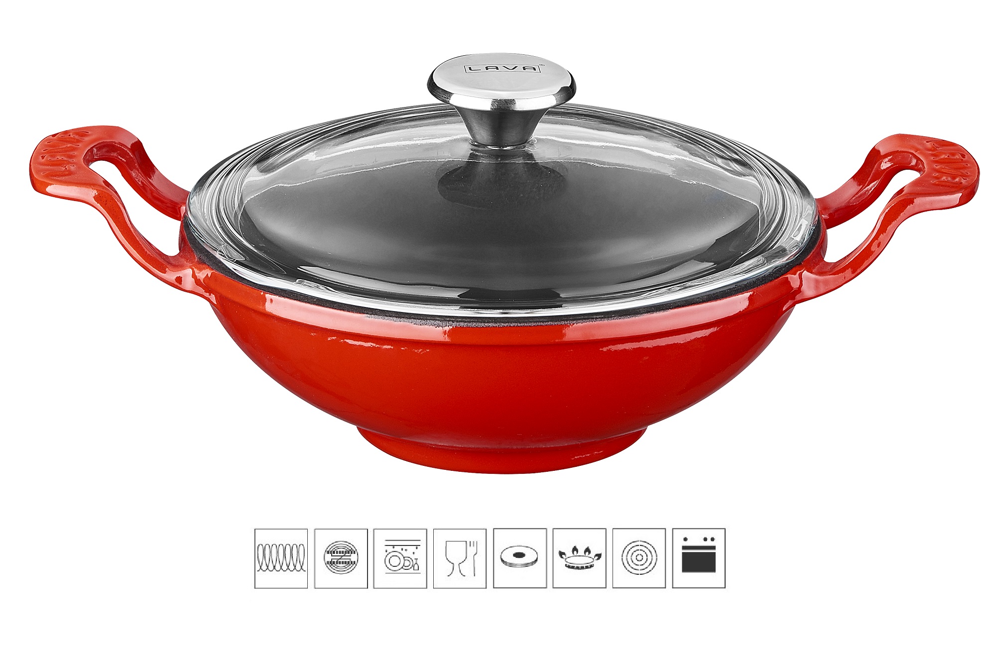 LAVA METAL Litinový wok 16 cm - červený