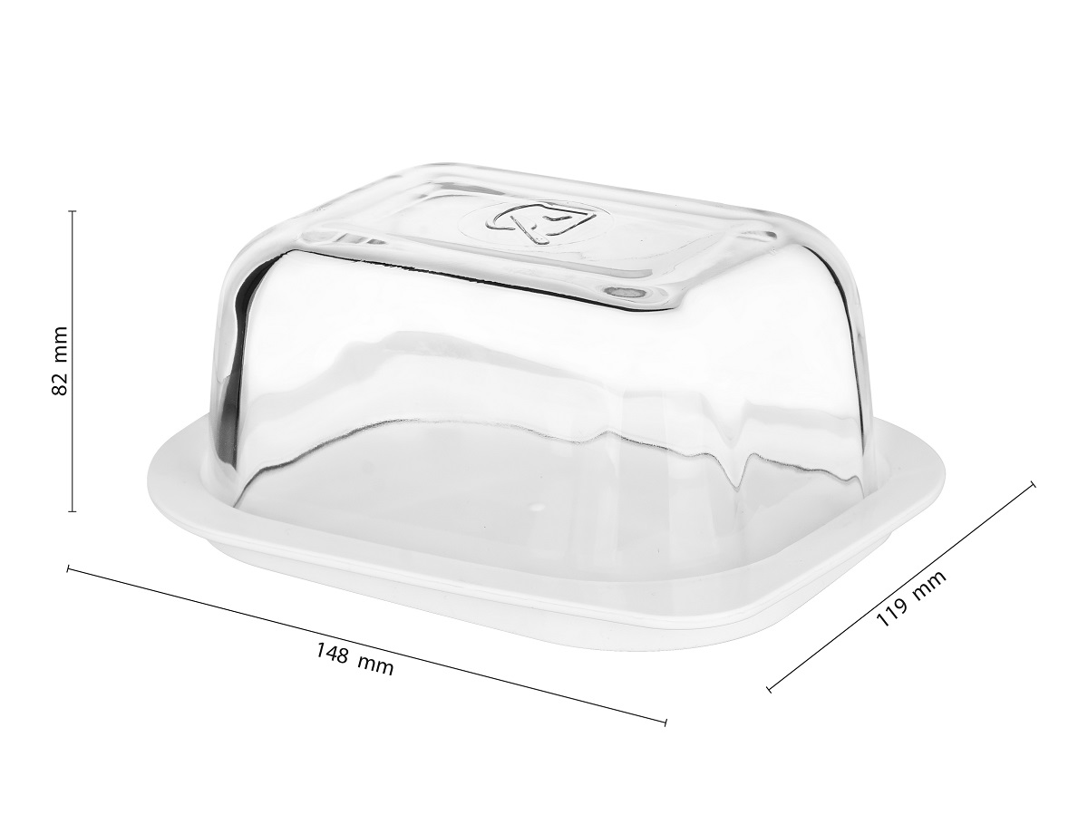 GLASMARK Skleněná dóza na máslo (máslenka) s plastovým táckem