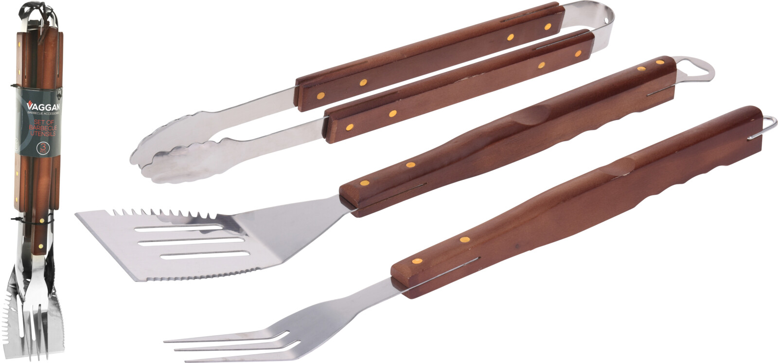 Koopman BBQ náčiní kovové s dřevěnou rukojetí