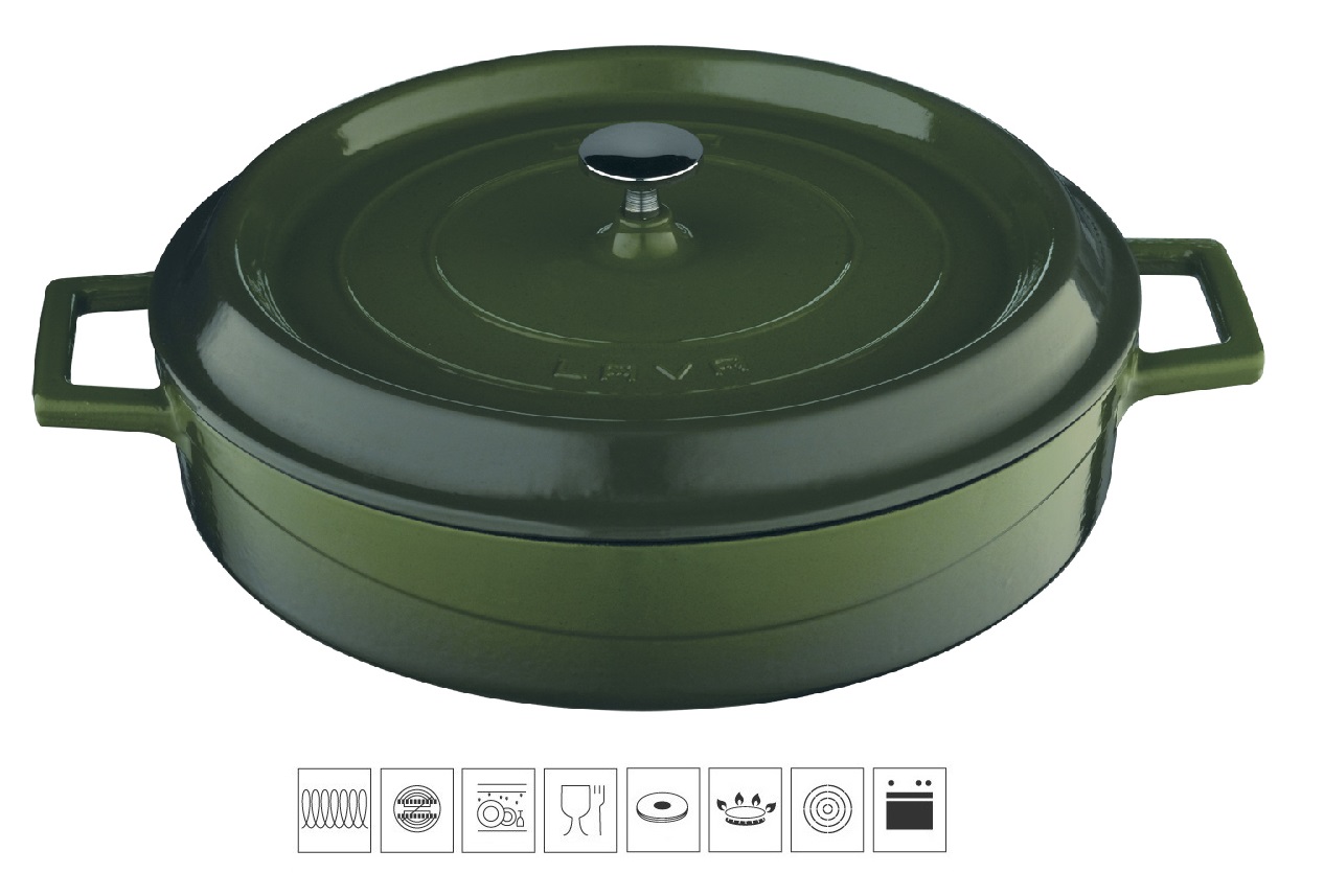 LAVA METAL Litinový hrnec nízký kulatý 28 cm - zelený