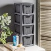 Komoda Rattan - 4 košíky antracit