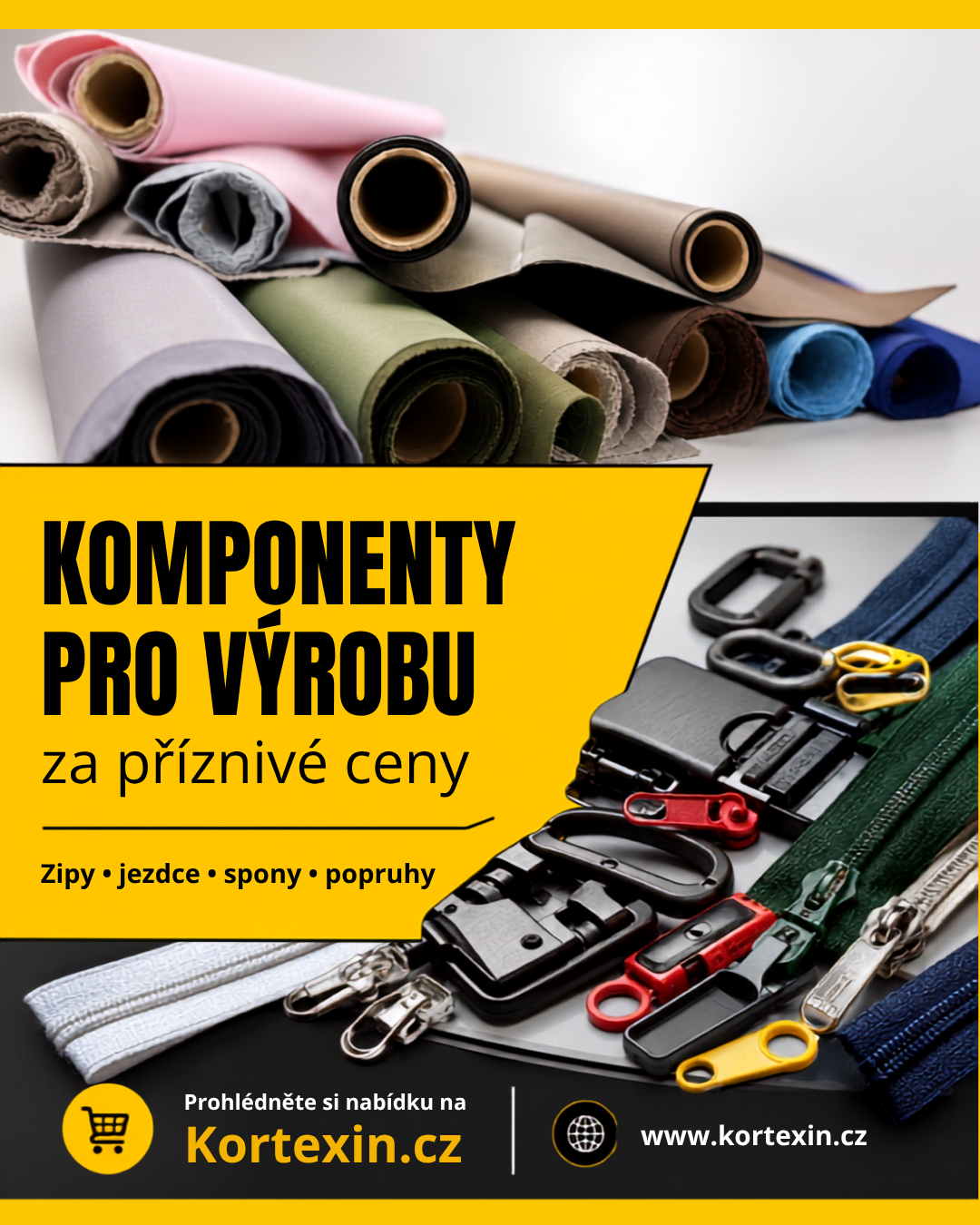 Komponenty pro výrobu tašek, batohů a technických výrobků