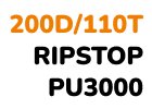 Nylon 70D/210T RIPSTOP PU3000