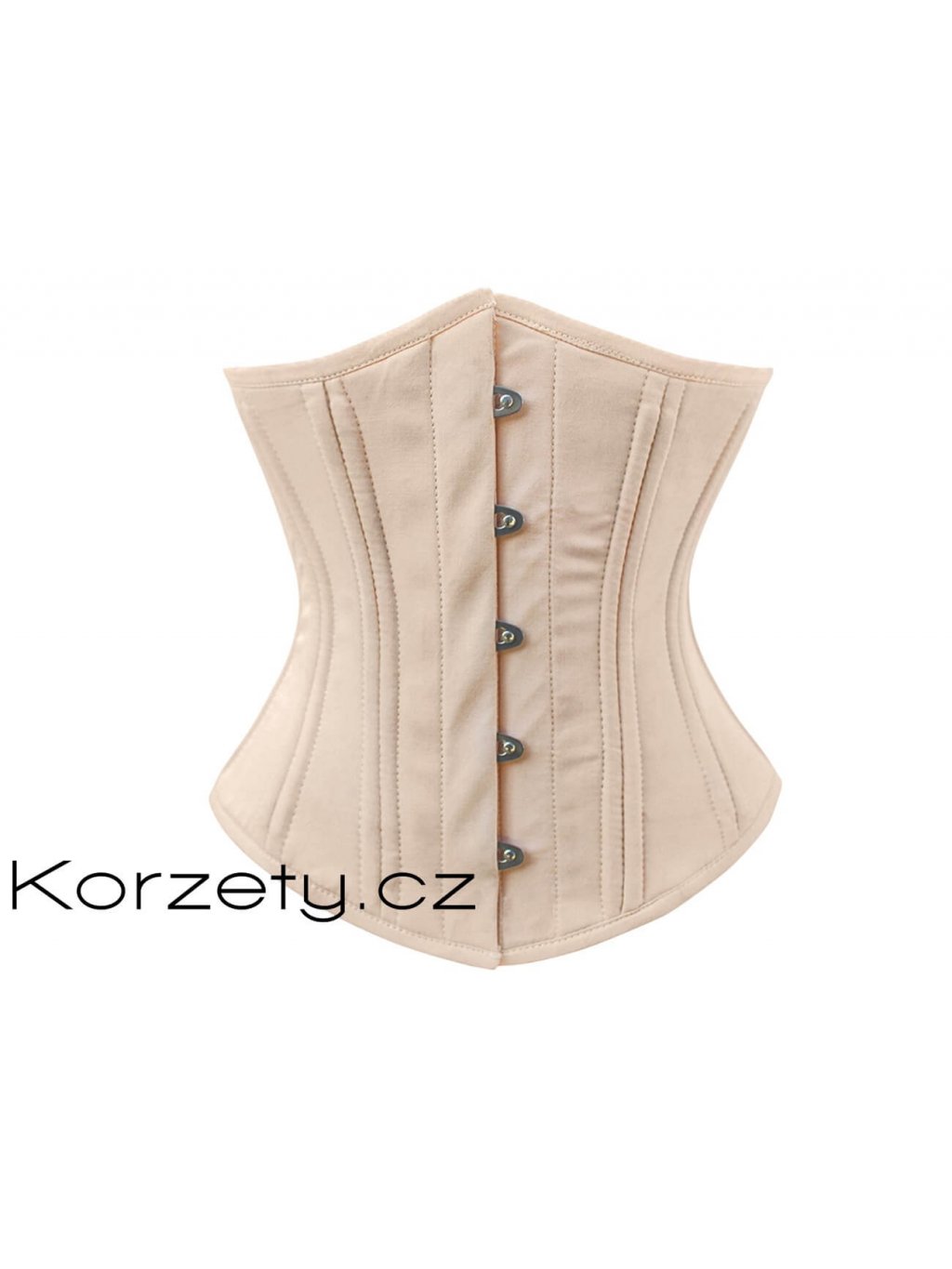 Korzet - Extra stahovací korzet pod prsa na běžné nošení v béžové barvě z  bavlny (běžná délka, zdvojené ocelové kostice, bavlněná podšívka) 