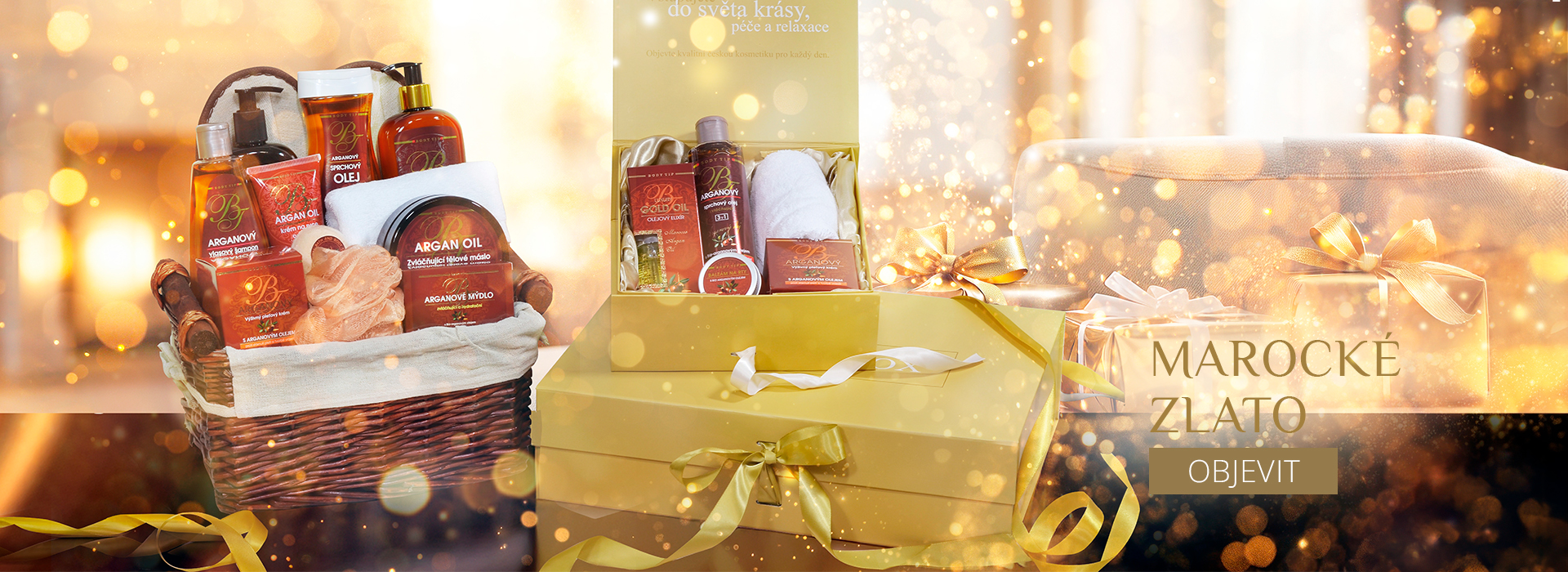 Dárkový koš a dárkové boxy kosmetiky s arganovým olejem s nádechem luxusu