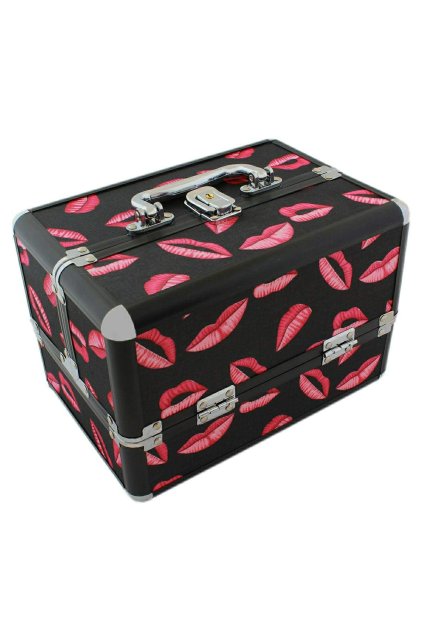 Rozkládací kufřík – černý s motivem pusinek
