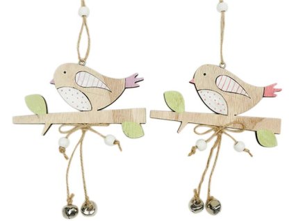 Dekorace Ptáček dřevěný  sada 6 kusů