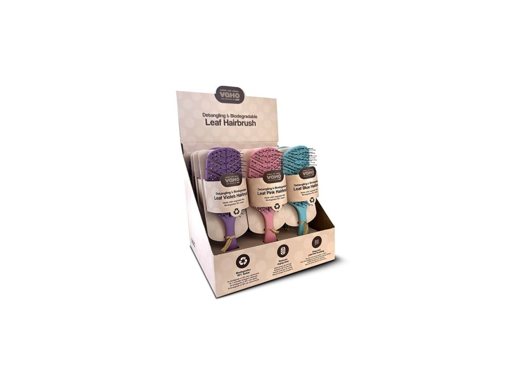 leaf hairbrush display 12 ks