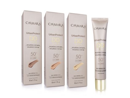 Ochranný tónovací krém DD SPF50 – odstín Porcelán – Urban Protect – Casmara – 50 ml  Tónovací DD krém s SPF 50 pro sjednocení pleti a ochranu před UV zářením a znečištěním