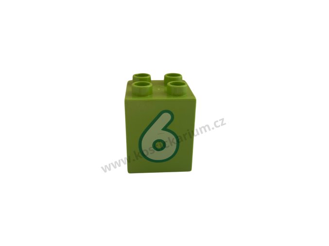Lego® Duplo® Kostka 2x2x2 zelená s potiskem čísla 6