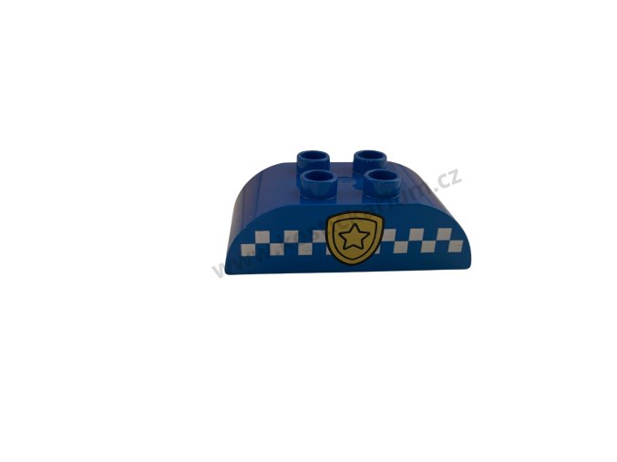 Lego® Duplo® Kostka 2x4 zaoblená modrá s potiskem - znak Policie