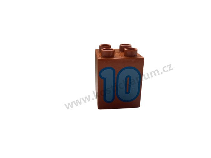 Lego® Duplo® Kostka 2x2x2 hnědá s potiskem čísla 10
