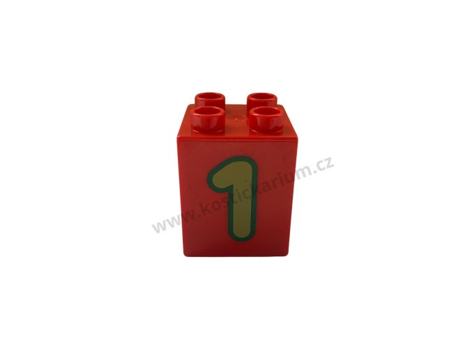 Lego® Duplo® Kostka 2x2x2 červená s potiskem čísla 1