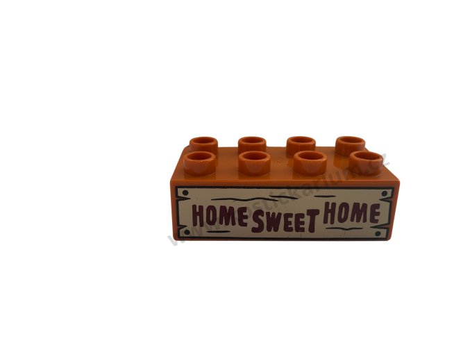 Lego® Duplo® Kostka 2x4 hnědá s potiskem - home sweet home