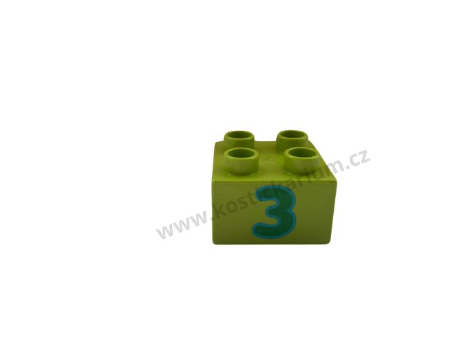 Lego® Duplo® Kostka 2x2 zelená s potiskem čísla 3