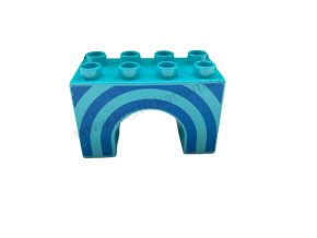 Lego® Duplo® Kostka 2x4x2 hranatý most, podpěra modrá s potiskem