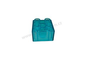 Lego® Duplo® Kostka 2x2 průhledná modrá