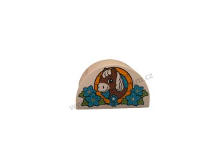 Lego® Duplo® Kostka 2x4 půlkulatá bílá s potiskem - hnědý kůň