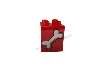 Lego® Duplo® Kostka 2x2x2 červená s potiskem - kost