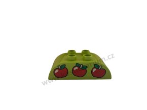 Lego® Duplo® Kostka 2x4 zaoblená zelená s potiskem - tři jablka