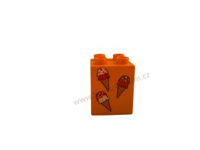 Lego® Duplo® Kostka 2x2x2 oranžová s potiskem - tři zmrzliny
