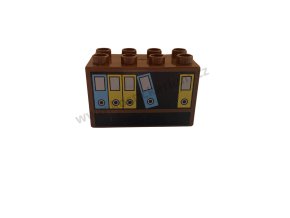Lego® Duplo® Kostka 2x4x2 hnědá s potiskem - knihovna