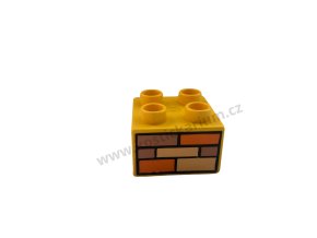 Lego® Duplo® Kostka 2x2 žlutá s potiskem - cihly