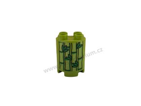 Lego® Duplo® Kostka 2x2x2 váleček,sloup zelená s potiskem - bambus