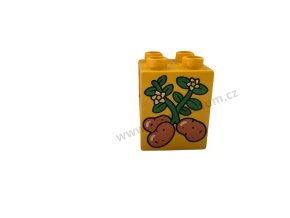 Lego® Duplo® Kostka 2x2x2 žlutá s potiskem - brambory