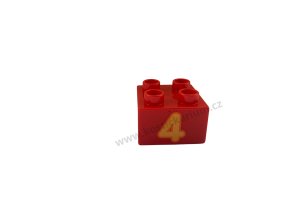 Lego® Duplo® Kostka 2x2 červená s potiskem čísla 4