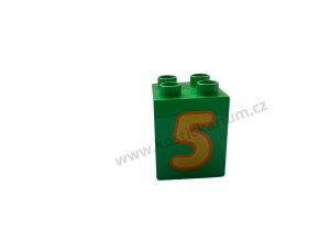 Lego® Duplo® Kostka 2x2x2 zelená s potiskem čísla 5