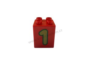 Lego® Duplo® Kostka 2x2x2 červená s potiskem čísla 1