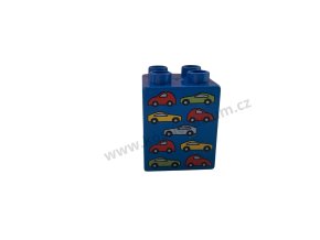 Lego® Duplo® Kostka 2x2x2 modrá s potiskem - 9 aut