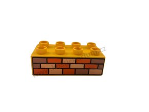Lego® Duplo® Kostka 24 žlutá s potiskem - cihly (oranžové)