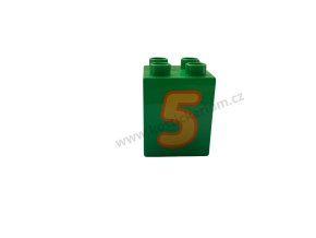 Lego® Duplo® Kostka 2x2x2  zelená s potiskem čísla 5